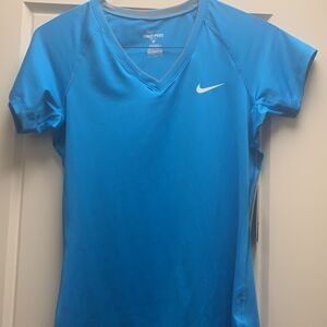 Women's Blue Nike Pro Fitted Blue Dri-Fit Shirt NEW Size Medium